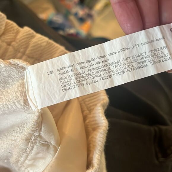 Zara Cream 100% Cotton Loose Fit Drawstring Waist Crop Pant, size L - Picture 8 of 8